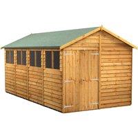 Power 16x8 Overlap Apex Double Door Shed, Brown