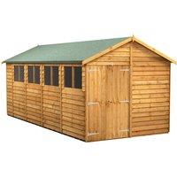 Power 18x8 Overlap Apex Double Door Shed, Brown