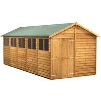 Power 20x8 Overlap Apex Double Door Shed, Brown