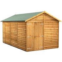 Power 14x8 Overlap Apex No Window Double Door Shed, Brown