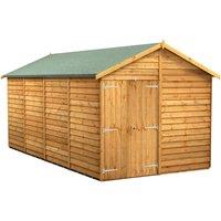 Power 16x8 Overlap Apex No Window Double Door Shed, Brown