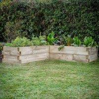 Forest Garden Caledonian Corner Raised Bed - 130 x 130cm, Brown