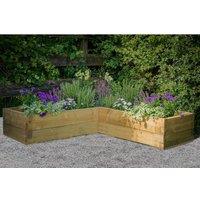 Forest Garden Caledonian Corner Raised Bed with Base 130 x 130cm, Brown