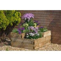 Forest Garden Caledonian Tiered Raised Bed with Base 90 x 90cm, Brown