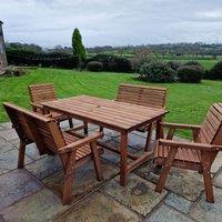 Churnet Valley Garden Furniture Churnet Valley 6 Seater Outdoor Dining Set, Brown