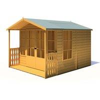 Shire Delmora 8 ft x 10 ft Summerhouse With Veranda, Brown