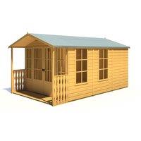 Shire Delmora 8 ft x 14 ft Summerhouse With Veranda, Brown