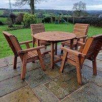 Churnet Valley Garden Furniture Churnet Valley 4 Seater Round Dining Set, Brown