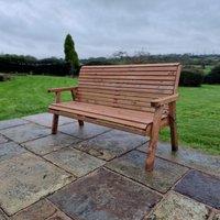 Churnet Valley Garden Furniture Churnet Valley 3 Seat Outdoor Wooden Bench, Brown
