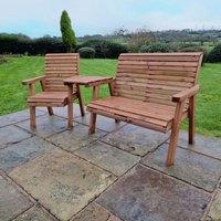 Churnet Valley Garden Furniture Churnet Valley Trio Outdoor Seating Set, Brown