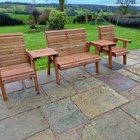 Churnet Valley Garden Furniture Churnet Valley 4 Seat Set with Straight Tray, Brown