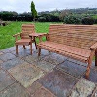 Churnet Valley Garden Furniture Churnet Valley 4 Seat Set with Angled Tray, Brown