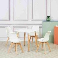 Mmilo Set Of 4 ECN White Tulip Style Dining Chair, White