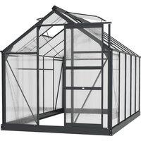 Outsunny 6x10ft Walk-In Polycarbonate Greenhouse Plant Grow Galvanized Aluminium, Grey