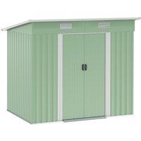 Outsunny 7 x 4ft Outdoor Garden Storage Shed for Backyard Patio Light Green, Green
