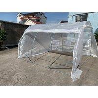 Outsunny 3 x 3 x 2 m Polytunnel Greenhouse Pollytunnel Tent w/ Steel Frame White, Clear
