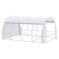 Outsunny 4 x 3 x 2 m Polytunnel Greenhouse Pollytunnel Tent w/ Steel Frame White, White