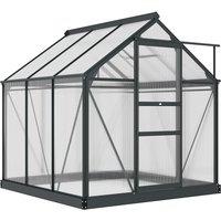 Outsunny 6x6ft Walk-In Polycarbonate Greenhouse Plant Grow Galvanized Aluminium, Grey
