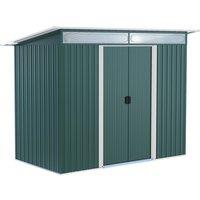 Outsunny 4.4 x 8.5ft Garden Shed Outdoor Storage Tool Organizer w/ Double Sliding Door, Green