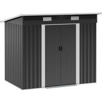 Outsunny 7 x 4ft Outdoor Garden Storage Shed for Backyard Patio Black, Black