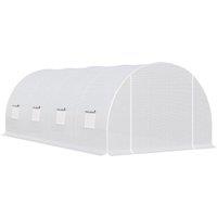 Outsunny 6 x 3 x 2 m Polytunnel Greenhouse w/ Zippered Door and 8 Windows, White