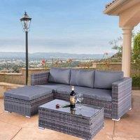 Outdoor Living The Dunham 4 Seat Corner Modular Rattan Set, Grey