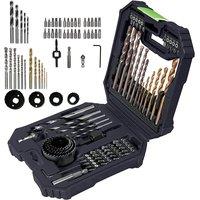 Mylek 56 Piece Drill Bit And Screwdriver Accessory Set With Storage Case, Silver