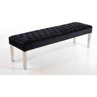 Modernique Precious Black Velvet 155Cm Dining Bench With Chrome Legs, Black