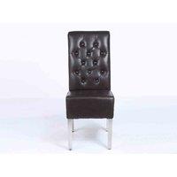 Modernique Set Of 2 Sara Leather Aire Dining Chairs With Chrome Frame In Brown, Brown