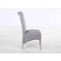 Modernique Set Of 2 Riccardo Velvet Dining Chairs With Chrome Frame In Grey, Grey