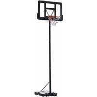 HOMCOM 231-305cm Adjustable Basketball Hoop w/ Moving Wheels, Black