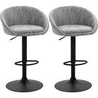 HOMCOM Modern Swivel Bar Stools 2pk w/Adj. Height Light Grey