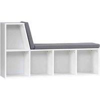 HOMCOM 2 Tier Bookcase With Removable Cushions Storage Cabinet For Living Room, White