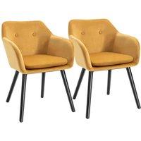 HOMCOM Modern Upholstered Fabric Bucket Seat Dining Armchairs Set Of 2 Yellow, Yellow