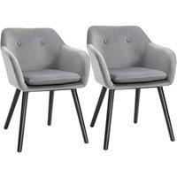 HOMCOM Modern Upholstered Fabric Bucket Seat Dining Armchairs Set Of 2 Grey, Grey