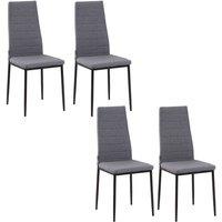 HOMCOM Dining Chairs Upholstered Fabric Accent Chairs 4pk, Grey