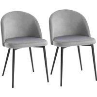 HOMCOM Modern Upholstered Fabric Bucket Seat Dining Chairs Set Of 2 Grey, Grey