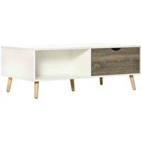 HOMCOM Modern Coffee Tables For Living Room With Storage Shelves, White, White