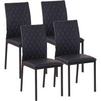 HOMCOM Dining Chairs Faux Leather Accent Chairs For Kitchen, Set Of 4, Black, Black