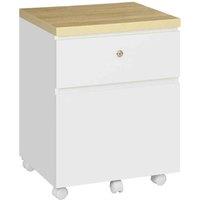 Vinsetto Mobile Filing Cabinet Lockable File Cabinet A4 Size With 2 Drawers White, White