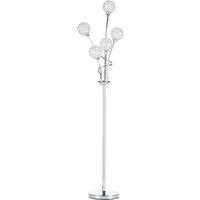 HOMCOM Modern Floor Lamp w/ Crystal Shade, 5 Light - Silver, Silver