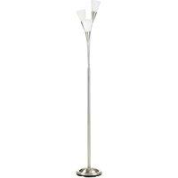 HOMCOM Modern Upright Floor Lamp With 3 Light, Steel Base For Living Room, Silver