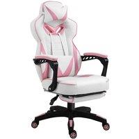 Vinsetto Gaming Chair Ergonomic Reclining Manual Footrest Wheels Stylish Pink, Pink