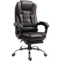 HOMCOM PU Leather Executive Office Chair With Retractable Footrest, Brown