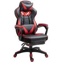 Vinsetto Gaming Chair Ergonomic Reclining Manual Footrest Wheels Stylish Red, Red