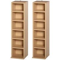 HOMCOM Set Of 2 Cd Media Display Shelf Unit Tower Rack Adjustable, Wood Color