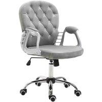 Vinsetto Office Chair Velour Diamond Tufted Padded Ergonomic 360 Swivel Grey, Grey