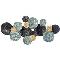 HOMCOM Minimalist Metal Wall Art Circle Home Hanging Wall Sculpture, Blue, Blue