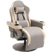 HOMCOM Manual Recliner Armchair PU Sofa Chair With Footrest & 135 Reclining, Grey