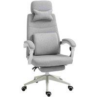 Vinsetto Home Office Chair With Manual Footrest Recliner Padded Adjustable Grey, Grey